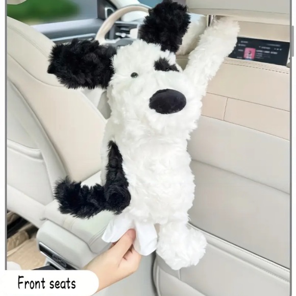 Tissue Holder, Adorable Dig Design Plush Tissue Holder, New, Black & White - Picture 3 of 10